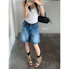 批发Mk2ly 时尚磨破高腰A字牛仔短裤<b class='q'>女</b>2026夏季新款<b class='q'>韩版</b>显瘦百搭热裤