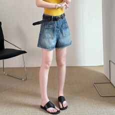 批发实拍~~<b class='q'>韩版</b>时尚高腰牛仔短裤<b class='q'>女</b>夏季新款百搭显瘦宽松a字阔腿热裤