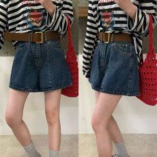 批发深蓝色<b class='q'>牛仔</b><b class='q'>短裤</b><b class='q'>女</b>欧洲站2026夏季新款chic韩版宽松高腰显瘦阔腿<b class='q'>裤</b>