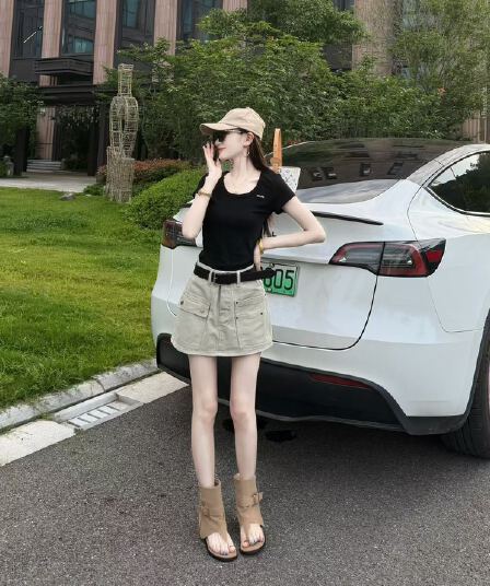 워크웨어 데님 반신 치마바지 여성 여름 얇은 스타일 2026 슈퍼 화재 하이웨이스트 작은 키 다용도 미니 스커트