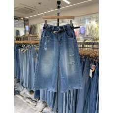 批发欧货7305<b class='q'>正品</b>高腰宽松显瘦百搭磨破七分阔腿牛仔裤女2026夏季新款