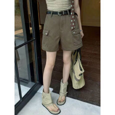 批发2026夏季新款jeans阿凡牛5733宽松显瘦四分A字工装<b class='q'>女</b>牛仔阔腿短裤