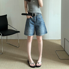 批发实拍~~<b class='q'>韩版</b>时尚高腰显瘦四分牛仔短裤女夏季宽松休闲a字阔腿裤子