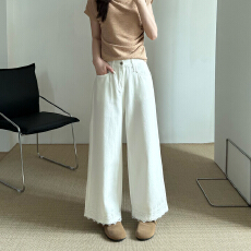 批发实拍~~蕾丝边<b class='q'>牛仔裤</b>女2026夏季新款<b class='q'>韩版</b>高腰百搭显瘦直筒阔腿裤子