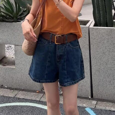 今年流行高腰牛仔短裤女夏薄款2026新款百搭时尚显瘦阔腿a字热裤