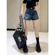 批发美式辣妹高腰牛仔短裤女<b class='q'>春</b>夏薄款2026新款遮胯显瘦百搭a字热裤子