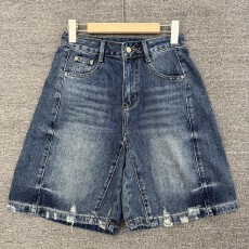 批发欧货2026夏季新款韩版高腰显瘦阔腿五分裤<b class='q'>牛仔裤</b>女破洞休闲短裤潮