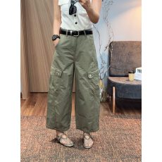 批发夏款高腰工装八分裤女宽松阔腿中裤百搭<b class='q'>休闲</b>裤
