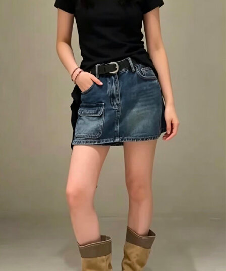 달콤한 차가운 핫걸 바람 워크웨어 주머니 한 마디 치마바지 여성 여름 하이웨이스트 슬림해 보이는 작은 키 거친 가장자리 짧은 치마바지