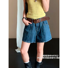 批发欧货深蓝色<b class='q'>高腰</b>A字<b class='q'>牛仔</b><b class='q'>短裤</b>女2026夏季新款百搭气质显瘦阔腿热裤