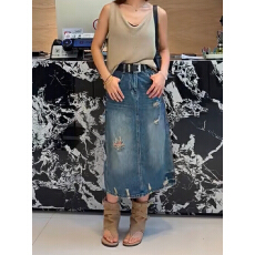 批发高腰显瘦破洞牛仔半身包臀裙女2026夏新款中长款直筒<b class='q'>百搭</b>修身裙女