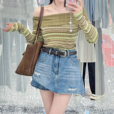 批发<b class='q'>复古</b>蓝假两件破洞牛仔短裤女夏季新款高腰宽松显瘦休闲毛边短裤裙