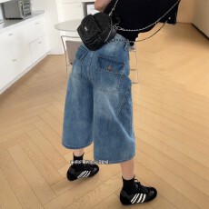 批发美式复古工装牛仔裤<b class='q'>女</b>2026年秋季新款梨型身材宽松显瘦直筒<b class='q'>七分裤</b>