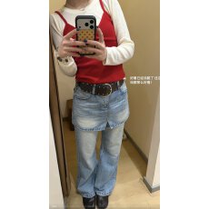 批发<b class='q'>欧洲站</b>秋季高腰显瘦假两件小开衩窄板直筒微喇裤女A837