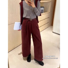 批发安可拉红色<b class='q'>牛仔裤</b>女春秋高腰显瘦褶皱感设计宽松遮胯<b class='q'>九分</b>阔腿裤子