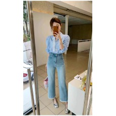 批发蕾丝拼接微喇烟管<b class='q'>牛仔裤</b>女<b class='q'>欧洲站</b>2026秋季新款欧货女装九分裤子潮