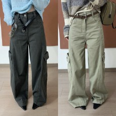 批发<b class='q'>欧洲站</b>2026秋季新款高腰一粒扣直筒显瘦侧边大口袋工装休闲裤长裤