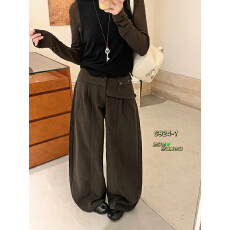批发阔腿裤女秋季新款设计感高腰宽松显瘦小众褶筒香蕉牛仔裤6924-1