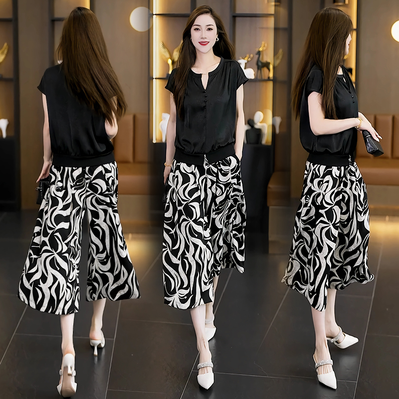 RY1846# 2026夏季新款时尚套装洋气减龄短袖小衫＋休闲裙裤气质两件...