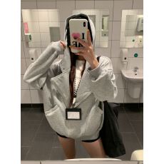 批发实拍实价原版布纯棉华棉双拉链廓形<b class='q'>开衫</b><b class='q'>卫衣</b>外套女春秋慵懒风