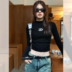 批发德绒面料 抖音天猫质量打底衫女秋装短款t恤<b class='q'>修身</b>显瘦内搭长袖上衣