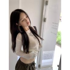 批发<b class='q'>莫代尔</b>面料 抖音天猫质量辣妹网纱长袖2023年初秋新品<b class='q'>打底衫</b>上衣