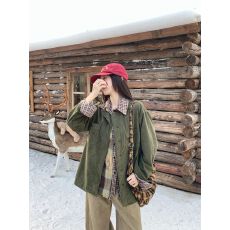 批发复古灯芯绒<b class='q'>长袖</b>衬衫2025秋冬女装内搭外穿圆领设计感百搭上衣<b class='q'>外套</b>