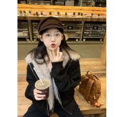 批发原版起版 原版绒料 夹棉座山雕冬季棉服毛领棉衣<b class='q'>外套女</b>