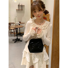 批发原版面料早秋圆领米色<b class='q'>蕾丝</b>拼接打底衫<b class='q'>T</b><b class='q'>恤</b>女秋冬长袖超好看上衣女