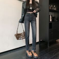 批发实拍实价~美式梨形身材<b class='q'>牛仔</b>裤女2026春季新款辣妹紧身铅笔小脚裤