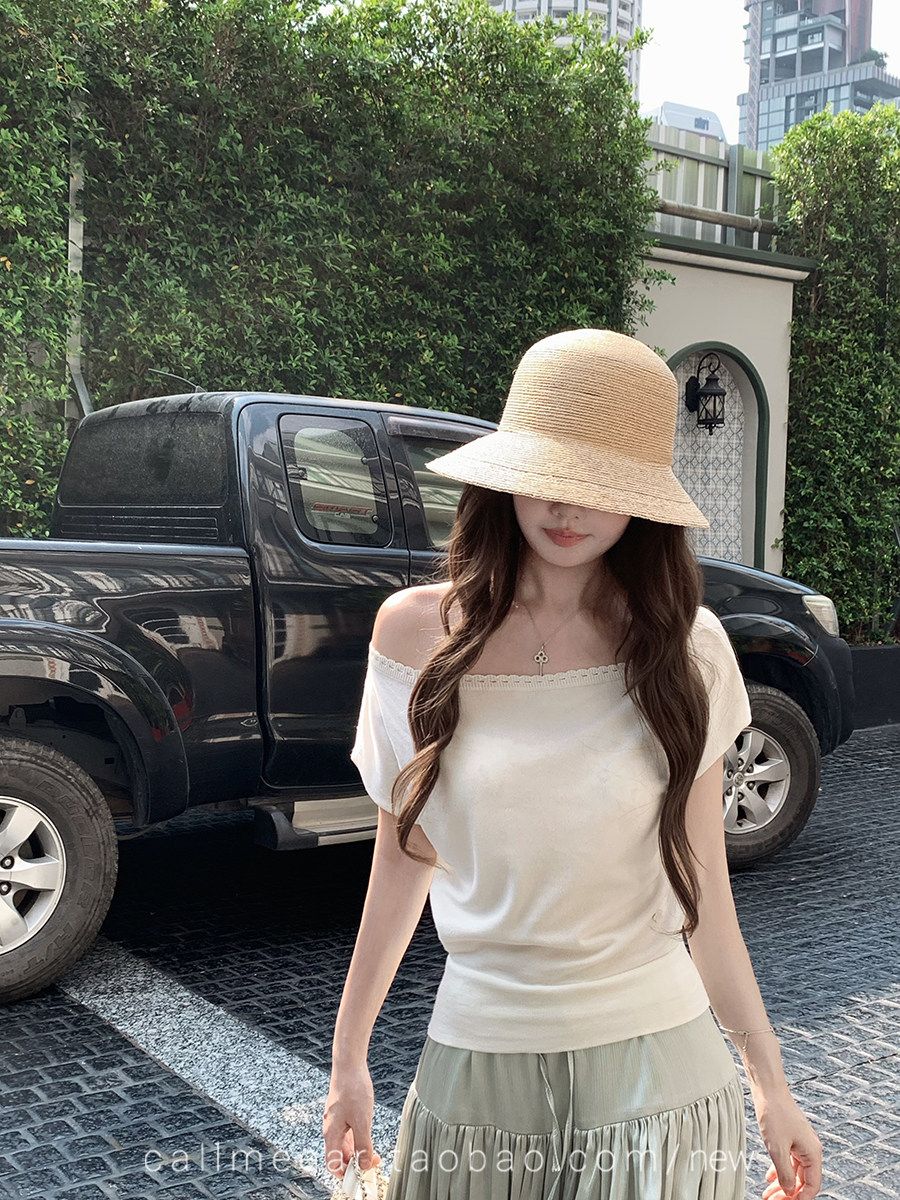 라이 경기 서울 주간 실크 비스듬한 어깨 레이스 티셔츠 여성 슬림해 보이는 핫걸 맨위