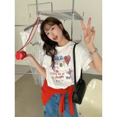 批发仿棉牛奶丝# 韩系可甜可咸慵懒风宽松设计感百搭上衣