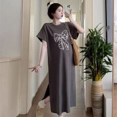批发仿棉牛奶丝# <b class='q'>韩版</b>个性宽松设计感懒人裙中长款宽松显瘦裙子飞飞袖