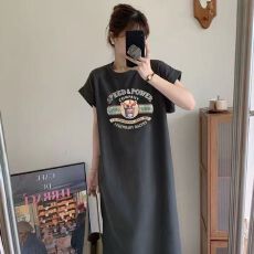 批发仿棉牛奶丝# <b class='q'>韩版</b>个性宽松设计感懒人裙中长款宽松显瘦裙子飞飞袖