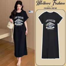 批发仿棉牛奶丝# <b class='q'>韩版</b>遛弯宽松连衣裙中长款宽松显瘦裙子飞飞袖