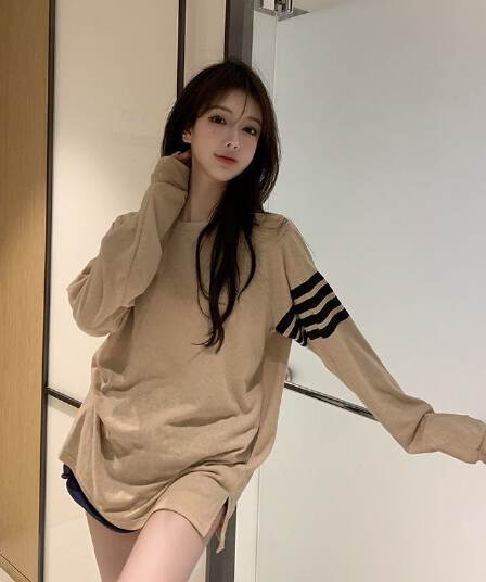 가을 느긋한 바람 루즈핏 긴팔 만나는 블라우스 한 부서 티셔츠 태양 보호 셔츠 맨위 눈꽃 아마