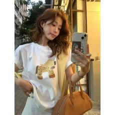批发仿棉牛奶丝# 春夏季<b class='q'>个性</b>短袖<b class='q'>t</b><b class='q'>恤</b>甜妹韩版设计感新款百搭上衣