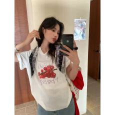 批发仿棉牛奶丝# <b class='q'>韩版</b>夏日慵懒风短袖t恤女宽松设计感百搭上衣