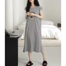 批发仿棉<b class='q'>牛奶</b><b class='q'>丝</b># 夏季无袖T恤长裙简约字母印花上衣背心裙子