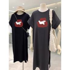 批发仿棉<b class='q'>牛奶</b><b class='q'>丝</b># 趣味多巴胺韩系ins风百搭<b class='q'>连衣裙</b>飞飞袖