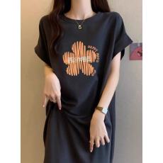 批发仿棉<b class='q'>牛奶</b><b class='q'>丝</b># 懒人夏装休闲T恤设计感中长款过膝<b class='q'>连衣裙</b>飞飞袖