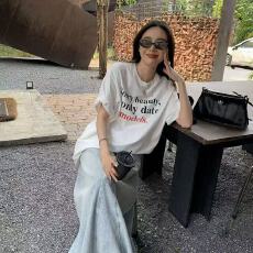 批发韩国东大门新款牛港风<b class='q'>个性</b>字母印花短袖<b class='q'>t</b><b class='q'>恤</b>宽松小清新百搭上衣