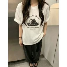 仿棉牛奶丝# 设计感慵懒风显瘦个性印花休闲宽松百搭懒人上衣