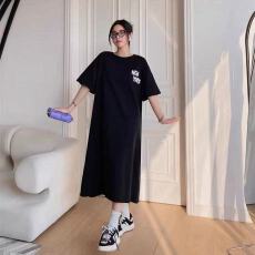 批发外贸爆款 韩系慵懒风薄款中长款开叉宽松显瘦裙子