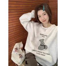 冬季时尚趣味印花无帽卫衣加绒加厚百搭设计感上衣 250克大卫衣