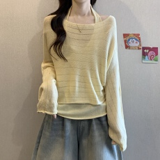 批发慵懒风针织吊带罩衫时髦两件套装女秋冬高级感软糯洋气叠穿上衣女