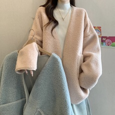 羊羔毛外套女秋冬2025新款韩系宽松休闲皮毛一体加厚毛绒上衣减龄