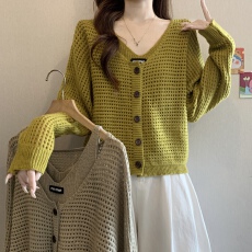 批发松弛感针织背心<b class='q'>开衫</b>套装女2026秋冬季新款韩系复古休闲显瘦镂空