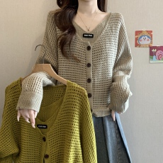 批发大码微胖镂空钩花针织<b class='q'>开衫</b>两件套女2026秋冬新款<b class='q'>女装</b>潮