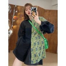 批发2025秋冬新款韩版宽松休闲百搭<b class='q'>碎花</b><b class='q'>衬衫</b>设计感小众上衣